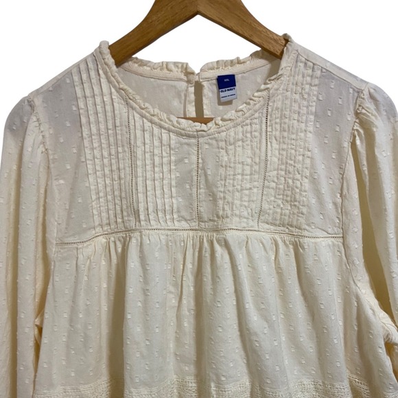Old Navy Cream Boho Tiered Eyelet Lace Babydoll Dress Cottagecore Plus Size XXL - Picture 7 of 10